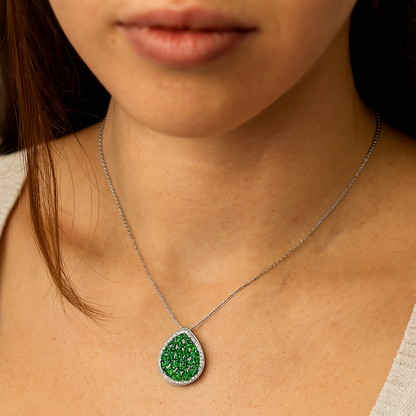 4.65 Carat Genuine Chrome Diopside .925 Sterling Silver Pendant