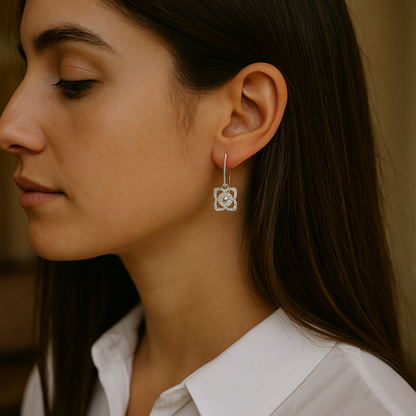 Boucles d'oreilles en argent sterling 925 avec diamant blanc véritable de 0,56 carat