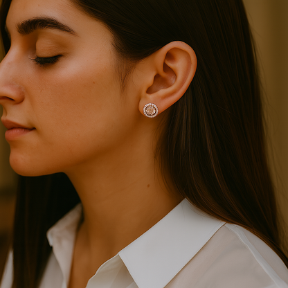 Boucles d'oreilles en or rose 14 carats avec morganite véritable et diamant blanc de 0,93 carat