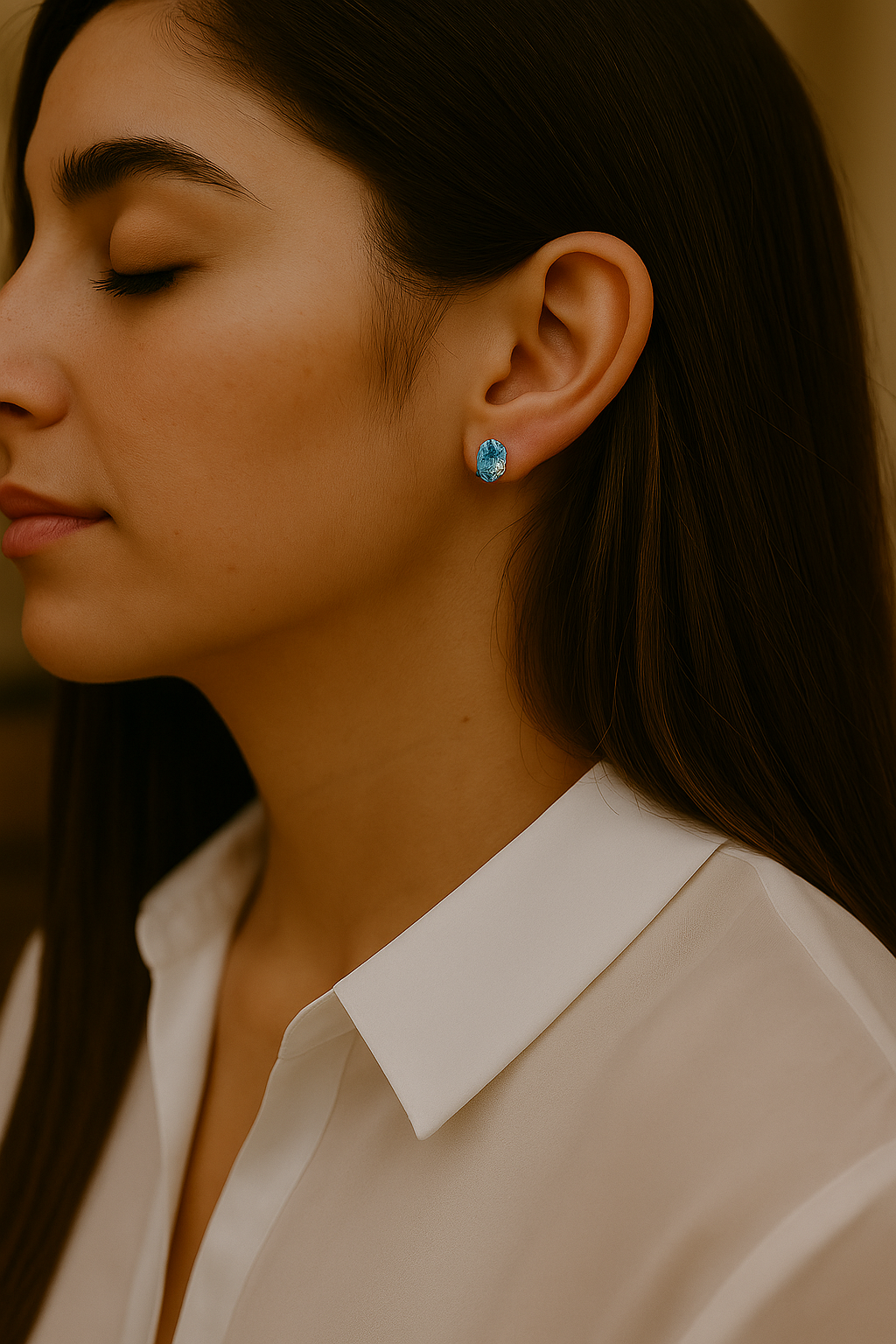 Boucles d'oreilles en argent sterling 925 avec zircon bleu véritable de 2,40 carats