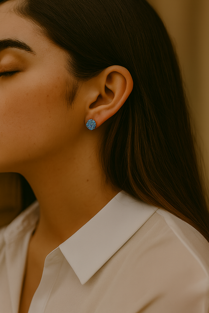 Boucles d'oreilles en argent sterling 925 avec topaze bleue de Londres authentique de 2,80 carats