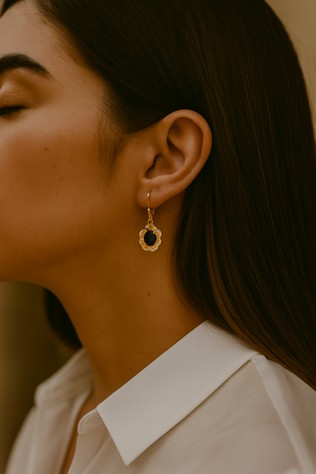 Boucles d'oreilles en argent sterling 925 avec saphir bleu véritable et topaze blanche de 3,46 carats