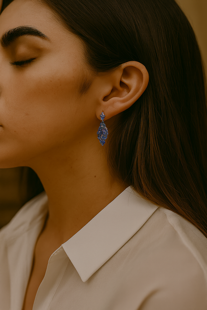 Boucles d'oreilles en argent sterling 925 avec tanzanite véritable de 3,56 carats