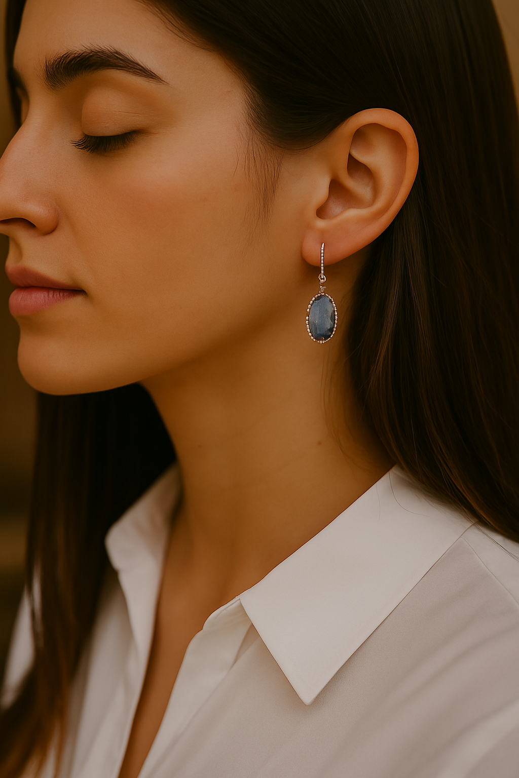 Boucles d'oreilles en argent sterling 925 plaquées or rose 14 carats avec labradorite véritable et topaze blanche de 28,08 carats