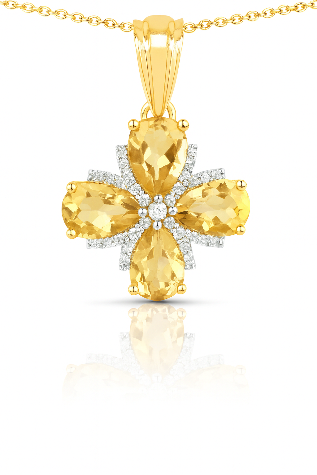 Pendentif en argent sterling 925 avec citrine véritable et topaze blanche de 2,54 carats