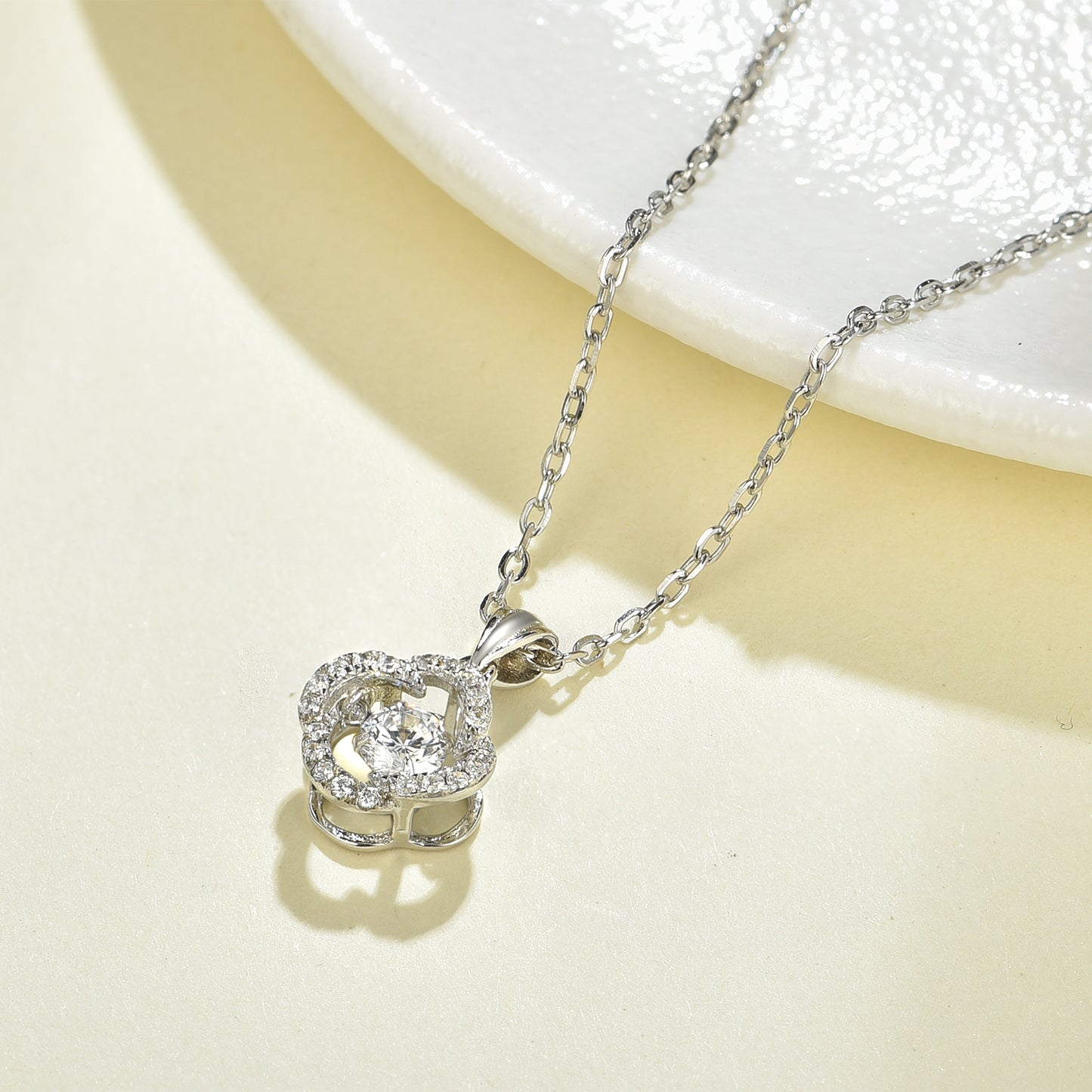 #6 - Dancing Diamond Pendant - Cubic Zirconia with Chain