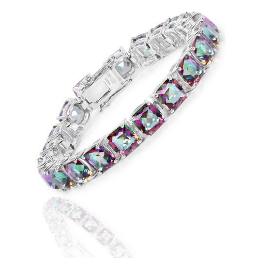 48.93 Carat Genuine Rainbow Quartz .925 Sterling Silver Bracelet