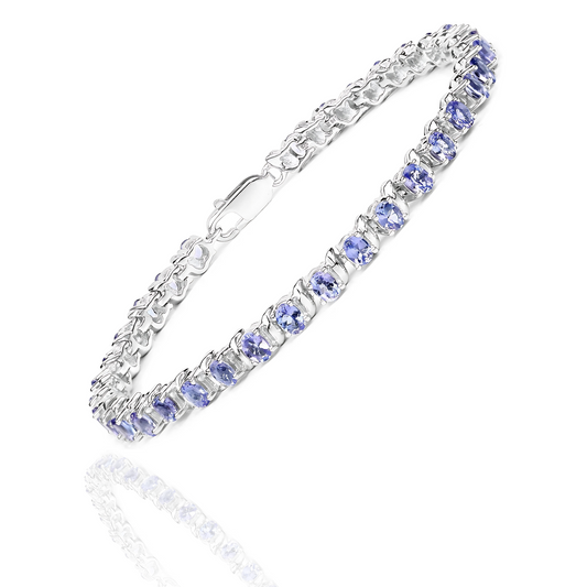 6.46 Carat Genuine Tanzanite .925 Sterling Silver Bracelet