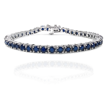7.92 Carat Genuine Sapphire .925 Sterling Silver Bracelet