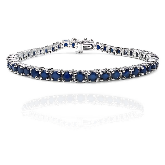 7.92 Carat Genuine Sapphire .925 Sterling Silver Bracelet