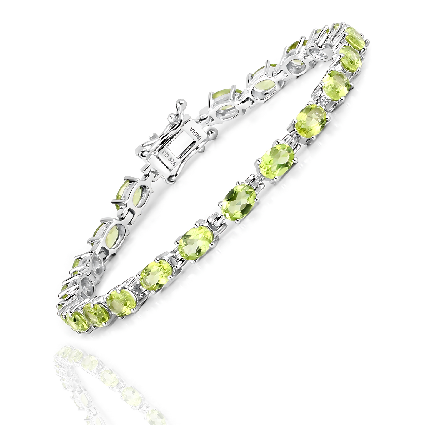 9.03 Carat Genuine Peridot .925 Sterling Silver Bracelet