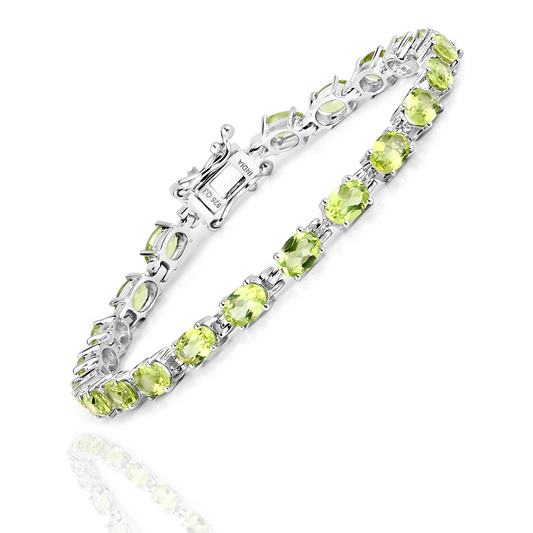 9.03 Carat Genuine Peridot .925 Sterling Silver Bracelet