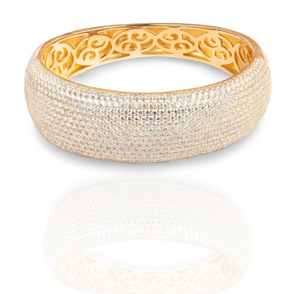 Bracelet design plaqué or jaune avec zircone cubique