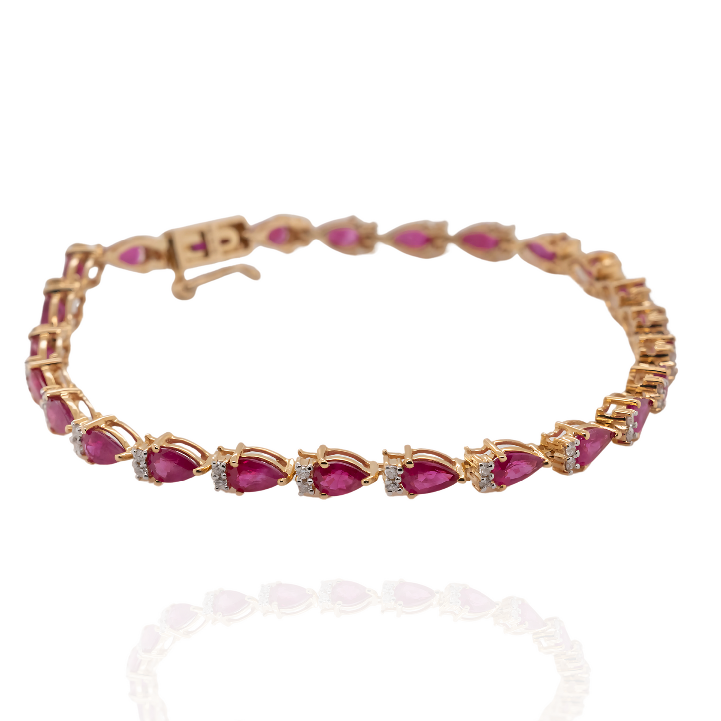 Ruby & Diamond Bracelet in 14K Yellow Gold