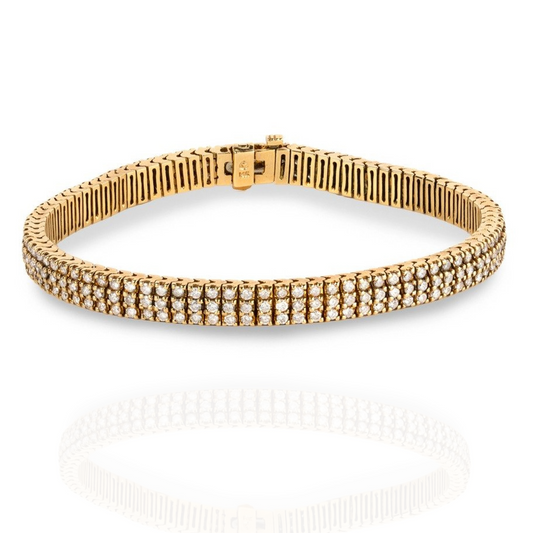 Triple Row Tennis Bracelet in 14K Yellow Gold
