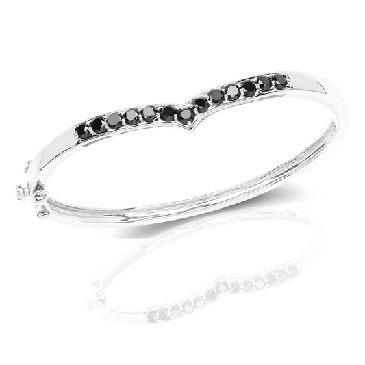 2.28 Carat Genuine Black Diamond .925 Sterling Silver Bangle