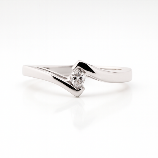 14KW Tension Style Engagement Ring With a 0.06ct Diamond