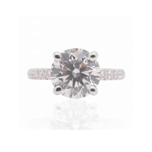 18kw Engagement Ring with 3ct VS1 E Lab Grown Diamond and 0.53ct Side Stones