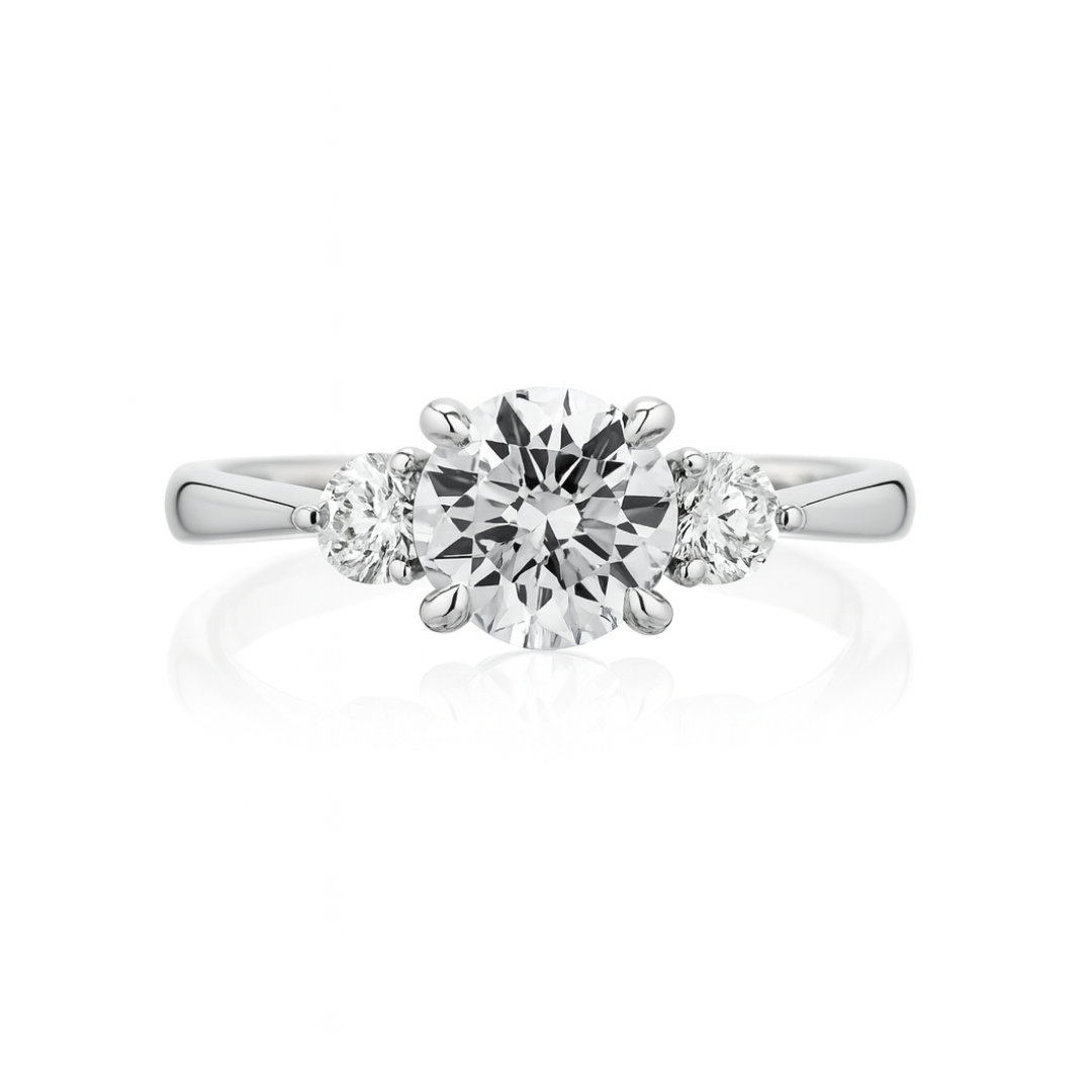 Three-Stone Lab Grown Diamond Ring in 18K White Gold