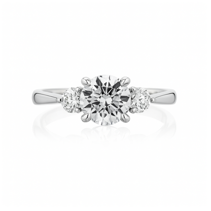 Three-Stone Lab Grown Diamond Ring in 18K White Gold