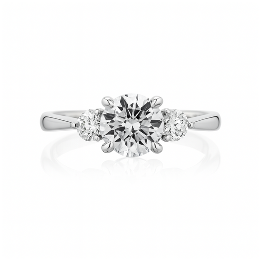 Three-Stone Lab Grown Diamond Ring in 18K White Gold