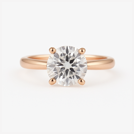 Bague de fiançailles solitaire en or jaune/blanc 14 carats avec diamant de laboratoire de 1,05 ct