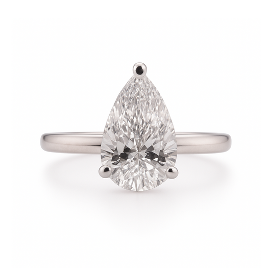 Bague de fiançailles Halo 18kw avec diamant de laboratoire VS1 de 2,09 ct et pierres latérales de 0,12 ct