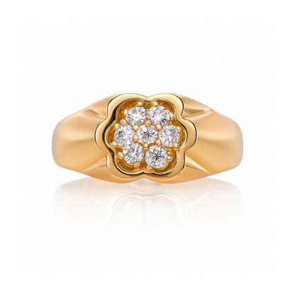 Bague de fiançailles 14KY avec 7 diamants naturels de 0,21 ct