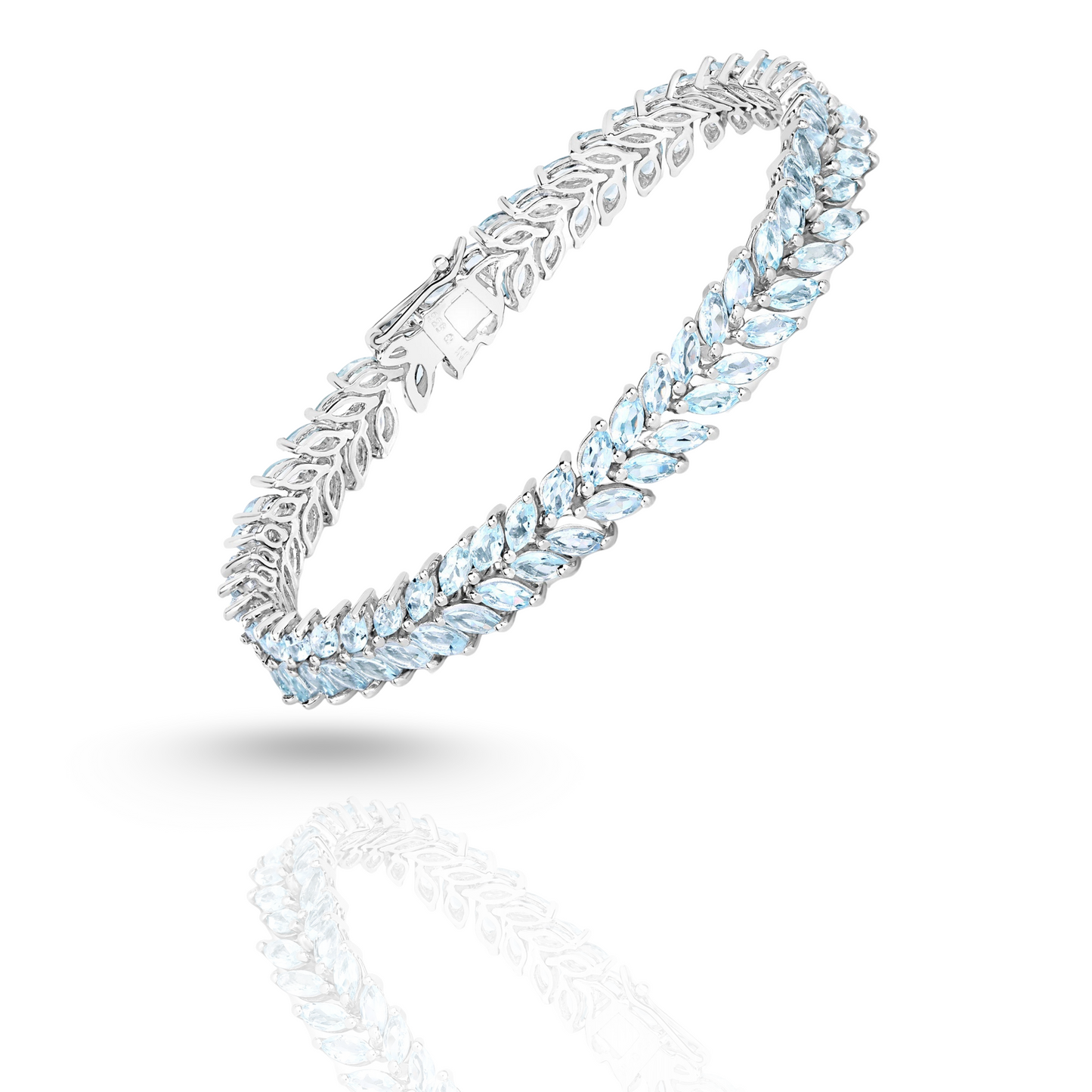 10.12 Carat Genuine Aquamarine .925 Sterling Silver Bracelet