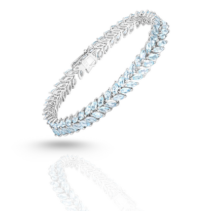 10.12 Carat Genuine Aquamarine .925 Sterling Silver Bracelet