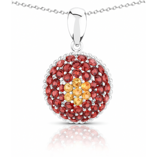 Pendentif en argent sterling 925 avec citrine et grenat véritables de 4,57 carats