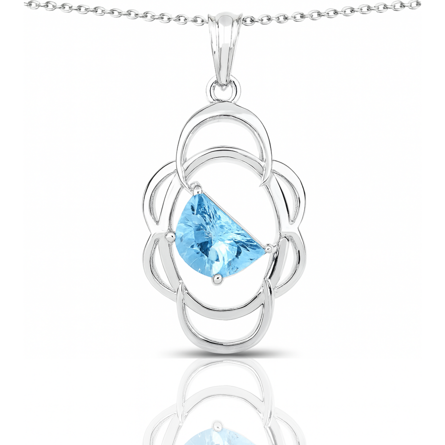 Pendentif en argent sterling 925 avec topaze bleue suisse authentique de 4,60 carats