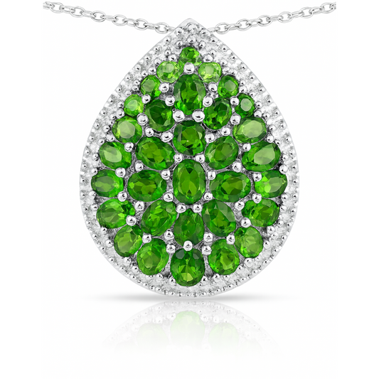 4.65 Carat Genuine Chrome Diopside .925 Sterling Silver Pendant