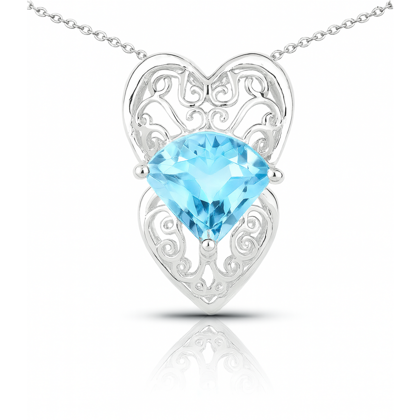 Pendentif en argent sterling 925 avec topaze bleue suisse authentique de 4,65 carats