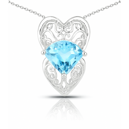 Pendentif en argent sterling 925 avec topaze bleue suisse authentique de 4,65 carats
