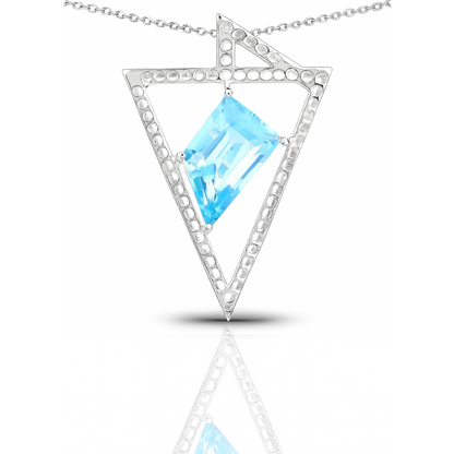 Pendentif en argent sterling 925 avec topaze bleue suisse authentique de 5,00 carats