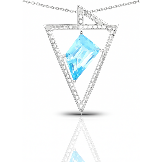 Pendentif en argent sterling 925 avec topaze bleue suisse authentique de 5,00 carats
