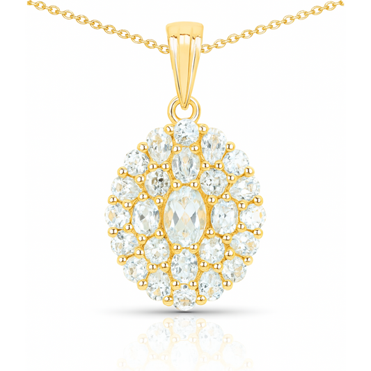 Pendentif en argent sterling 925 avec topaze bleue véritable de 4,83 carats 