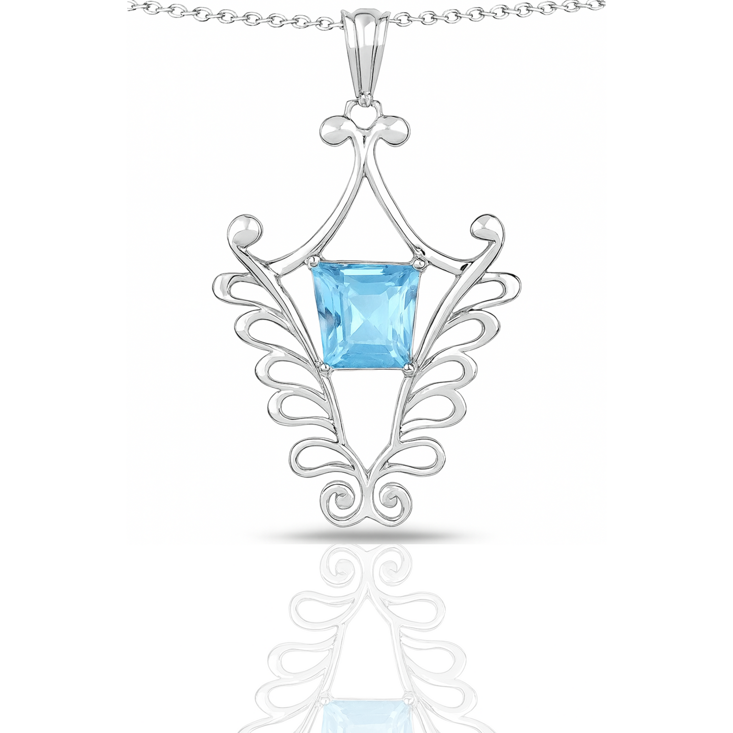 Pendentif en argent sterling 925 avec topaze bleue suisse authentique de 5,68 carats