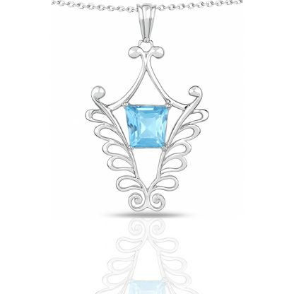 Pendentif en argent sterling 925 avec topaze bleue suisse authentique de 5,68 carats