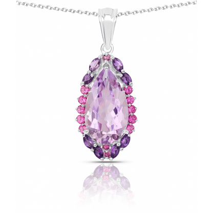 5.67 Carat Genuine Multi Stones .925 Sterling Silver Pendant