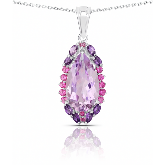 Pendentif en argent sterling 925 avec pierres multiples authentiques de 5,67 carats
