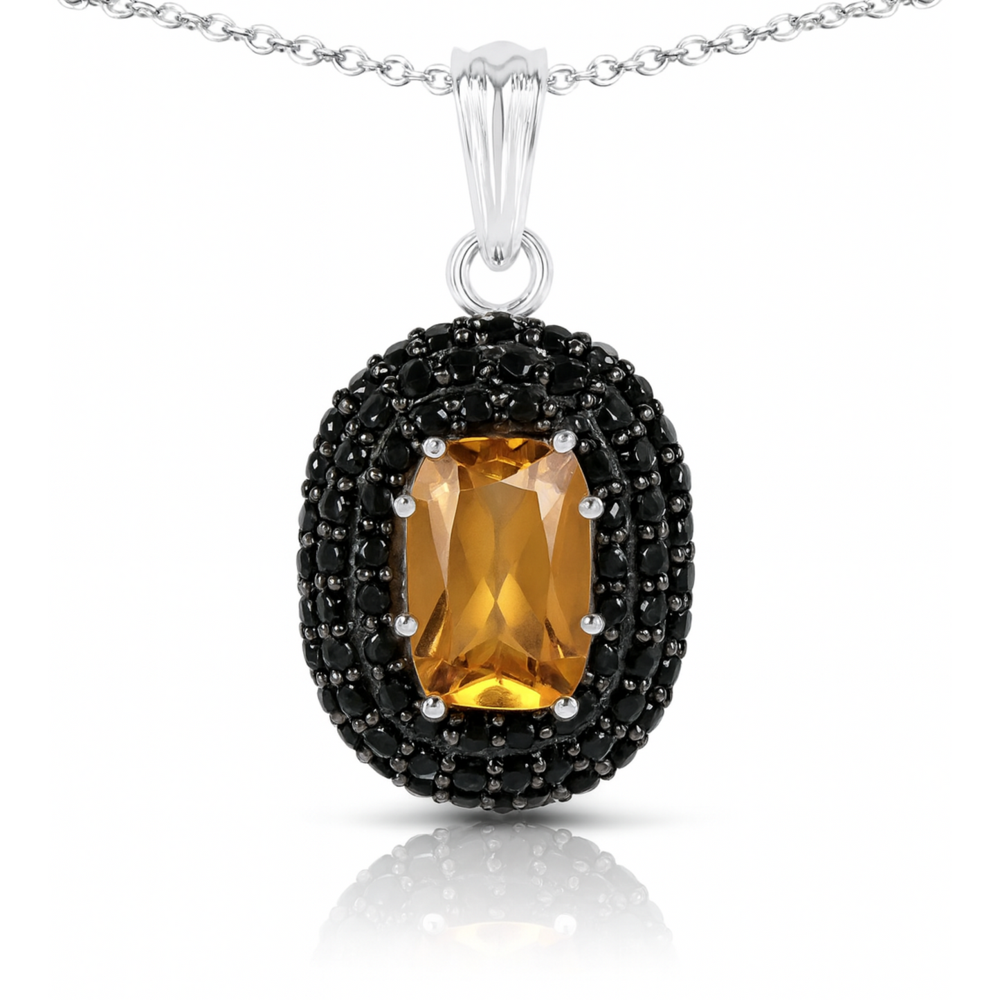 Pendentif en argent sterling 925 avec citrine véritable et spinelle noire de 5,85 carats