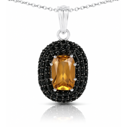 Pendentif en argent sterling 925 avec citrine véritable et spinelle noire de 5,85 carats