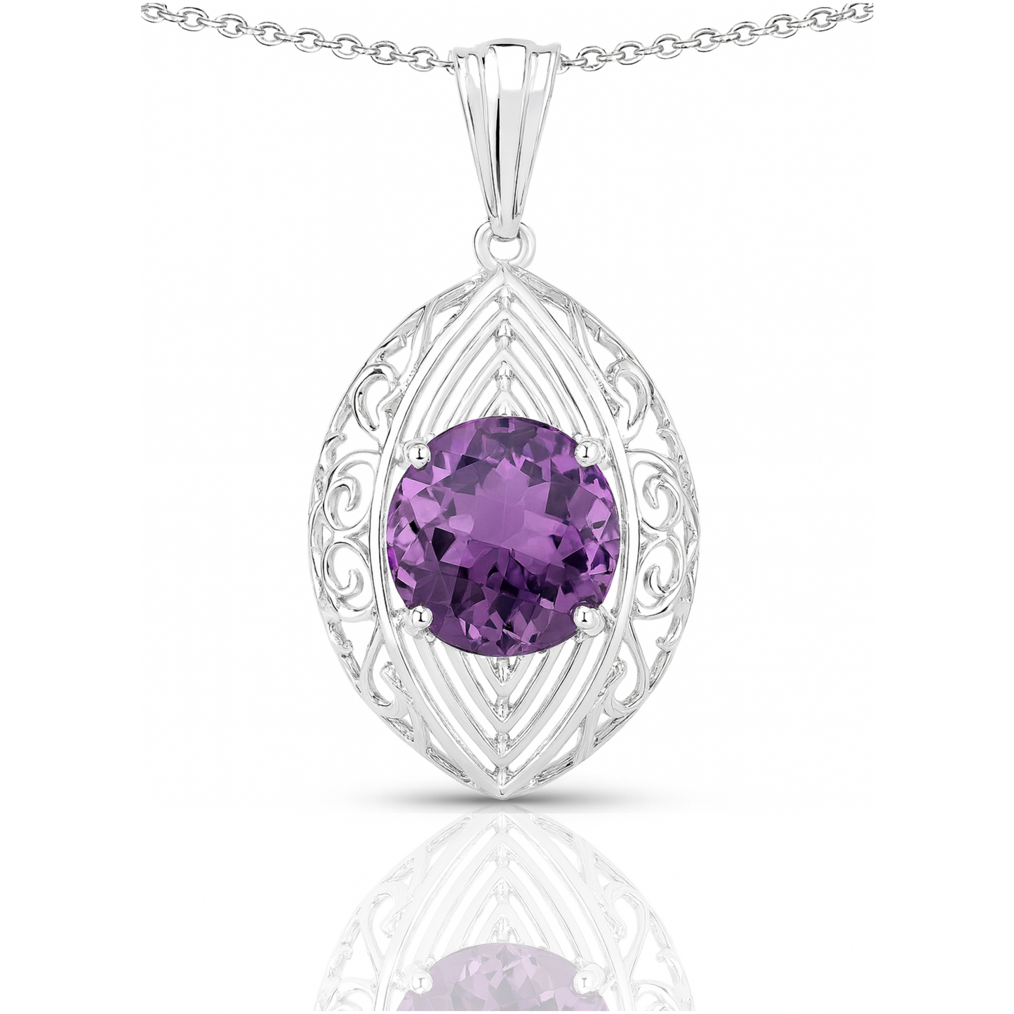 Pendentif en argent sterling 925 avec améthyste véritable de 5,87 carats