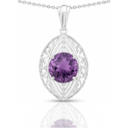 Pendentif en argent sterling 925 avec améthyste véritable de 5,87 carats