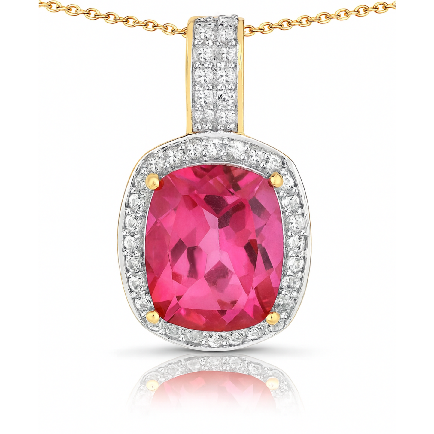 6.87 Carat Genuine Pink Topaz and White Topaz .925 Sterling Silver Pendant