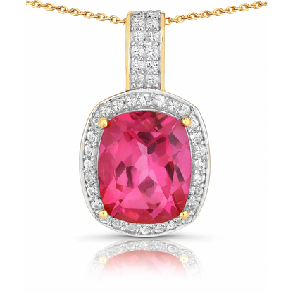 6.87 Carat Genuine Pink Topaz and White Topaz .925 Sterling Silver Pendant