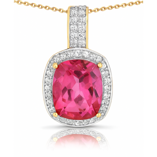 6.87 Carat Genuine Pink Topaz and White Topaz .925 Sterling Silver Pendant
