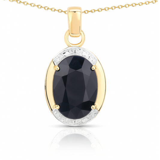 Pendentif en argent sterling 925 avec saphir noir véritable de 7,50 carats